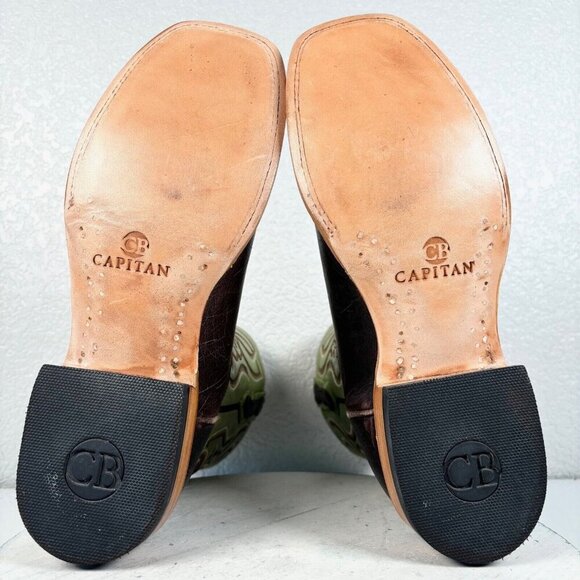 NEW Lane Capitan Mens Cowboy Boots CISCO 9.5D Brown Green Western Square Toe - Picture 7 of 10